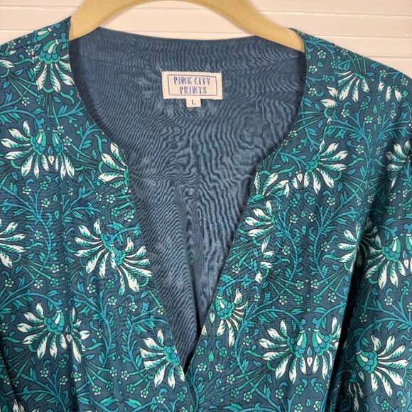 Pink City Prints Block-Print Maxi Dress – Size Large - Picture 2 of 7